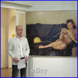 Original Russian oil on canvas USSR Socialist realism Painting Nudes 2010