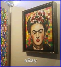 Original Sculpture Oil Painting of Frida Kahlo 3D Cubism on canvas with frame