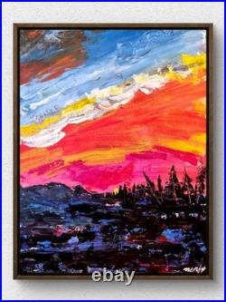 Original Signed 16x20 Expressionist Landscape Canvas Acrylic Vivid Home Decor 44