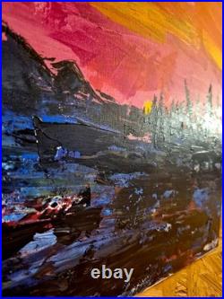 Original Signed 16x20 Expressionist Landscape Canvas Acrylic Vivid Home Decor 44
