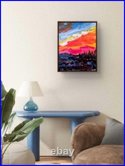 Original Signed 16x20 Expressionist Landscape Canvas Acrylic Vivid Home Decor 44