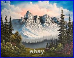 Original Signed 24x30 Landscape Oil Painting in the style of Bob Ross. Art Decor