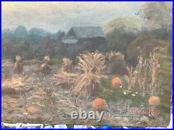 Original Signed Canadian John Powell Hunt (1842-1932) Pumpkin Patch Oil Painting