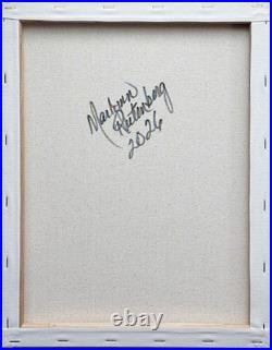 Original Signed Mixed Media Art Abstract Cat Wild Painting 11x14 OOAK