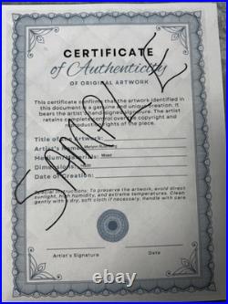 Original Signed Mixed Media Art Abstract Cat Wild Painting 11x14 OOAK