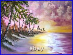 Original Signed Oil Painting Art Decor 48x36 Gallery Wrap Mural Bob Ross Style