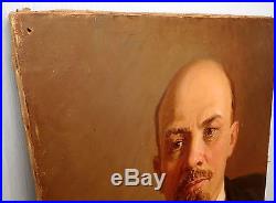 Original Soviet Russian Big Oil painting on canvas portrait of V. Lenin 70s