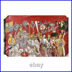 Original Sri Lankan Buddhist Art Jathaka Painting Hand-Painted Acrylic Canvas