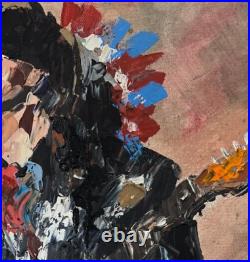 Original Stevie Ray Vaughan Blues Guitarist Impasto Painting Canvas Art 24