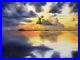 Original-Sunset-Oil-Painting-On-Canvas-Ocean-Blue-Gold-seascape-12x16-canvas-Art-01-dy