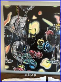 Original Surrealism Acrylic On Canvas Painting Entitled The Glasses. Half Full