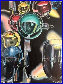 Original Surrealism Acrylic On Canvas Painting Entitled The Glasses. Half Full