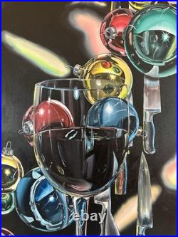 Original Surrealism Acrylic On Canvas Painting Entitled The Glasses. Half Full