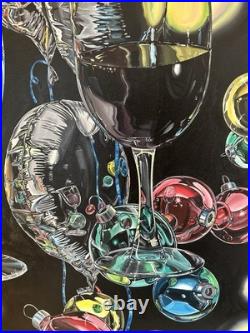 Original Surrealism Acrylic On Canvas Painting Entitled The Glasses. Half Full