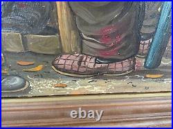 Original Vintage Oil on Canvas Shoe Repairman by Ignacio Beller