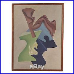 Original Vintage Signed Abstract Mid 20th Century Oil On Canvas