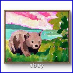 Original Wombat Whimsy Landscape 8x10 Acrylic Canvas Panel Signed Wall Art Original Wombat Whimsy Landscape 8x10 Acrylic Canvas Panel Signed Wall Art