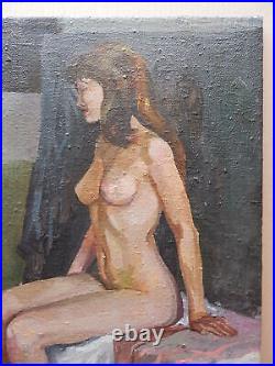 Original Women Female Portrait Oil Painting on canvas by Soviet Artist Signed