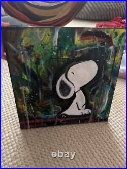 Original abstract acrylic painting on canvas, snoopy art by Lindsay Dubon