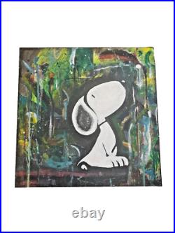 Original abstract acrylic painting on canvas, snoopy art by Lindsay Dubon