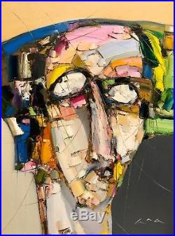 Original abstract painting Portrait Oil on canvas 18x24 in Signed By Artist