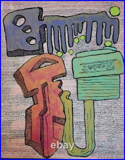 Original, acrylic painting Abstract/Pop Art on Canvas, Signed, +C. O. A, 16x20