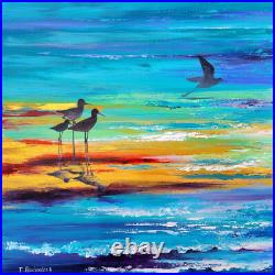 Original acrylic painting Abstract Seascape painting Stretched Canvas 18x18