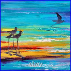 Original acrylic painting Abstract Seascape painting Stretched Canvas 18x18