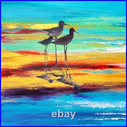 Original acrylic painting Abstract Seascape painting Stretched Canvas 18x18