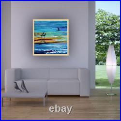 Original acrylic painting Abstract Seascape painting Stretched Canvas 18x18