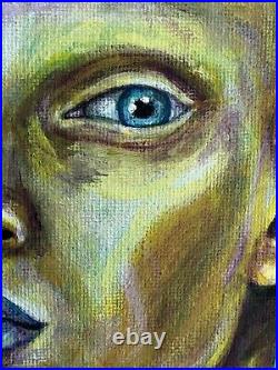 Original acrylic portrait painting on canvas 11x14 inches sold by artist