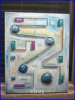 Original art abstract ONE MORE TIME 16x20 Modern NEW wow Painting Signed Crowell