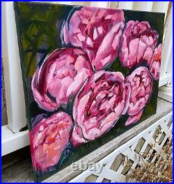 Original art oil painting Peony flower artwork floral oil on canvas 18x24