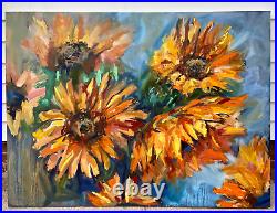 Original art oil painting Sunflower large artwork Flower floral signed 36x48