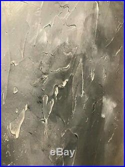 Original art textured canvas art by Kerry Bowler. Grey & Champagne metallic art