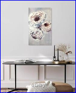 Original flower art gentle peonies Impressionist white flower on canvas