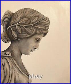 Original hand-painted acrylic painting on canvas, Greek Goddess Statue