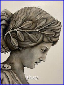 Original hand-painted acrylic painting on canvas, Greek Goddess Statue