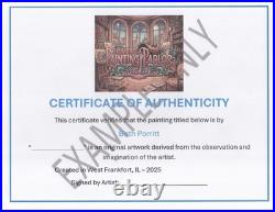 Original, impressionistic, signed 11x14 acrylic on canvas, abstract, church