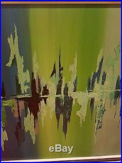 Original oil on canvas painting abstract Carlo of Hollywood MCM signed WOW