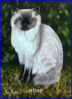 Original oil painting on canvas, cat/kitty, unframed, 12 x 16, new, realism art