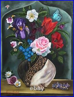 Original oil painting on canvas, flowers, unframed, 12 x 16, new, realism art