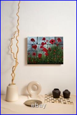 Original oil painting on canvas, poppy flower, unframed, 6 x8, new, realism art