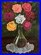 Original-oil-painting-on-canvas-rose-vase-unframed-12-x-16-new-realism-art-01-vgvp