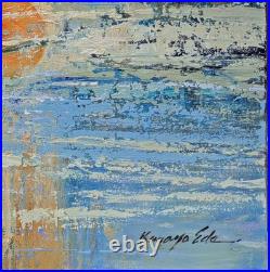 Original orange sunset textured abstract acrylic painting on Canvas. 24in x 30in