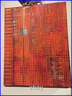 Original painting canvas Orange Expressionism abstract 20 x 16 Cubism Prop dj
