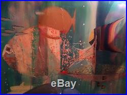 Original painting of abstract fish by Carlo of Hollywood. Oil on canvas