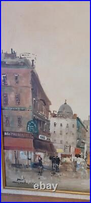 Original vintage framed oil on canvas large cityscape by Falvi