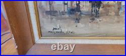 Original vintage framed oil on canvas large cityscape by Falvi