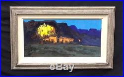 Original vintage oil on canvas Arizona listed Hugh Cabot nocturnal impressionism